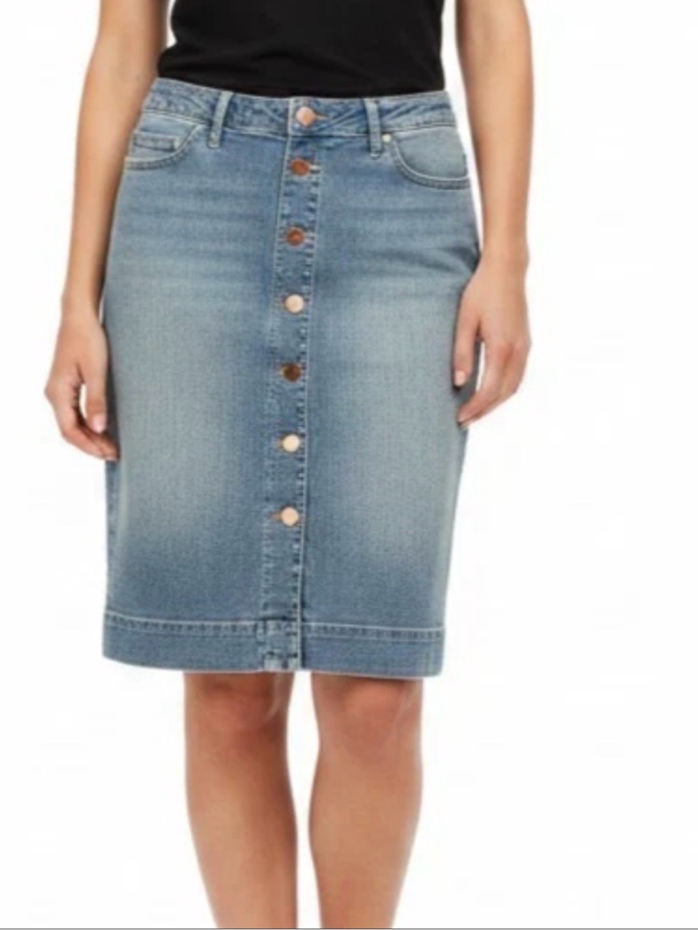 Banana Republic Straight Light Blue Denim Button-Front Pencil women’s Skirt. - Picture 1 of 7